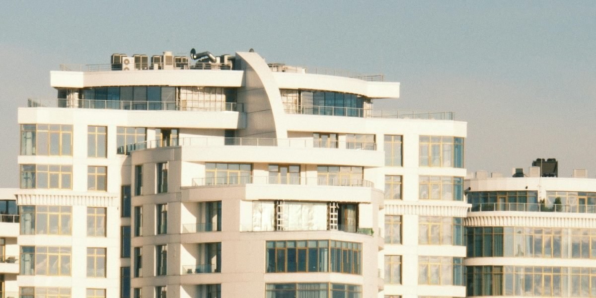 Residential towers in Dubai with rental signage