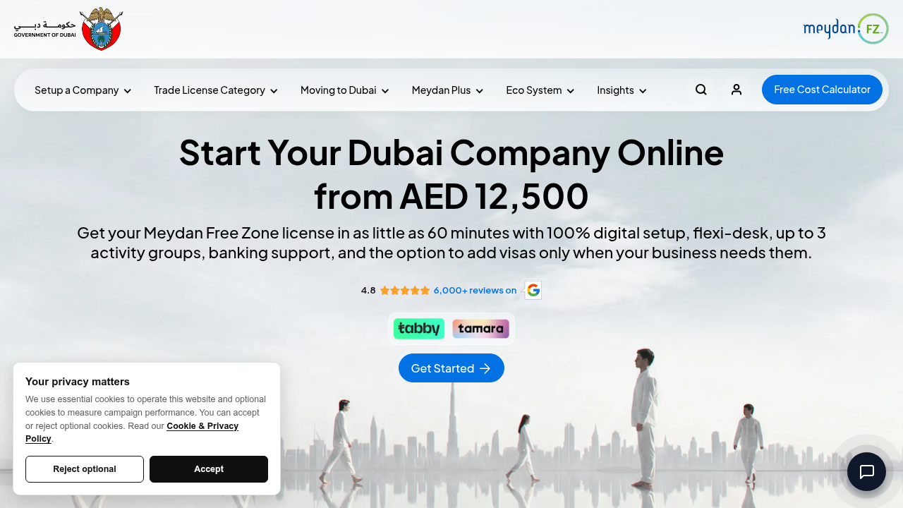 The Meydan Free Zone website, offering insights and resources for business and investment in Dubai.