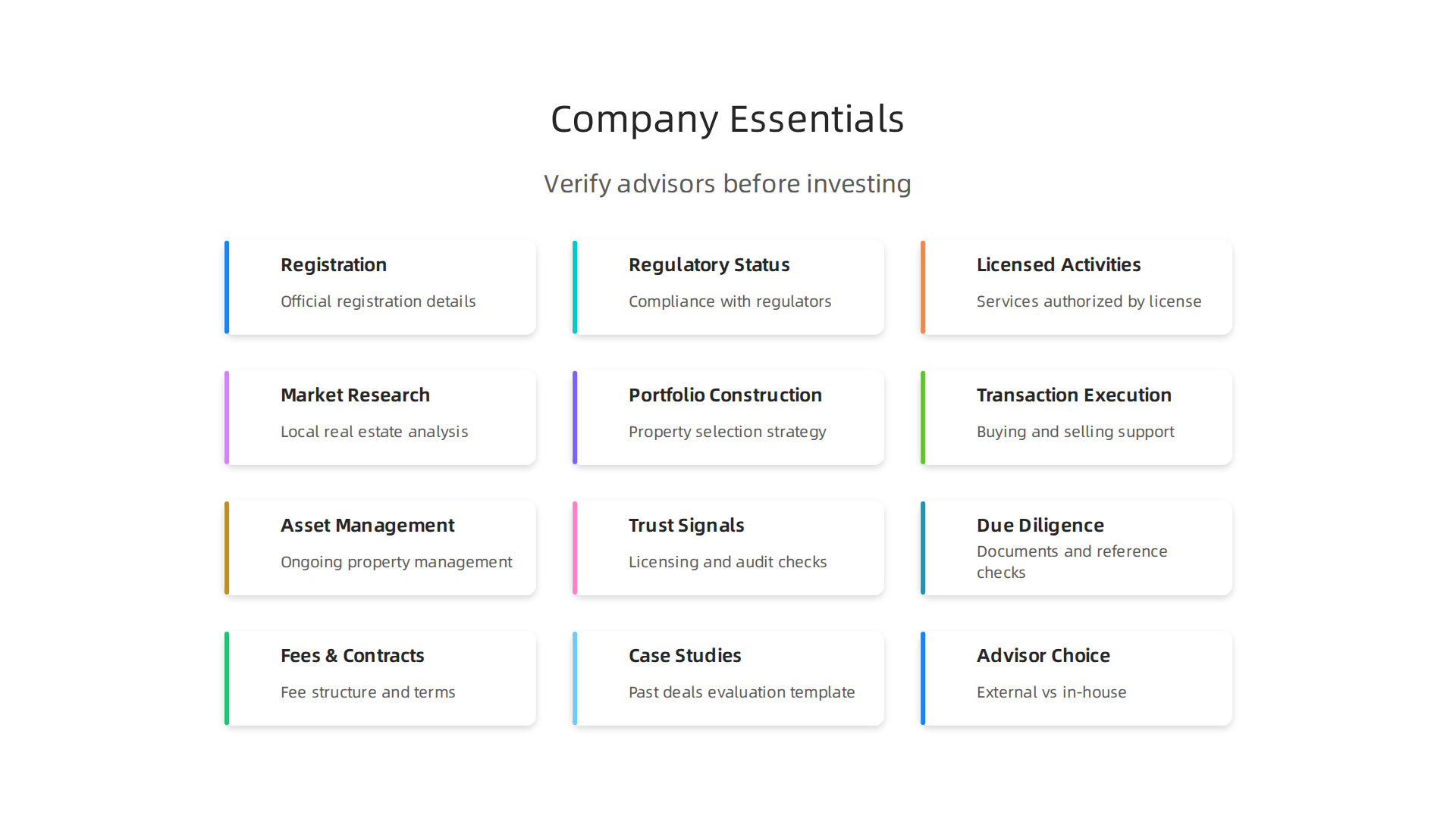 Key company facts to verify when researching an investment advisor for Dubai property investments.